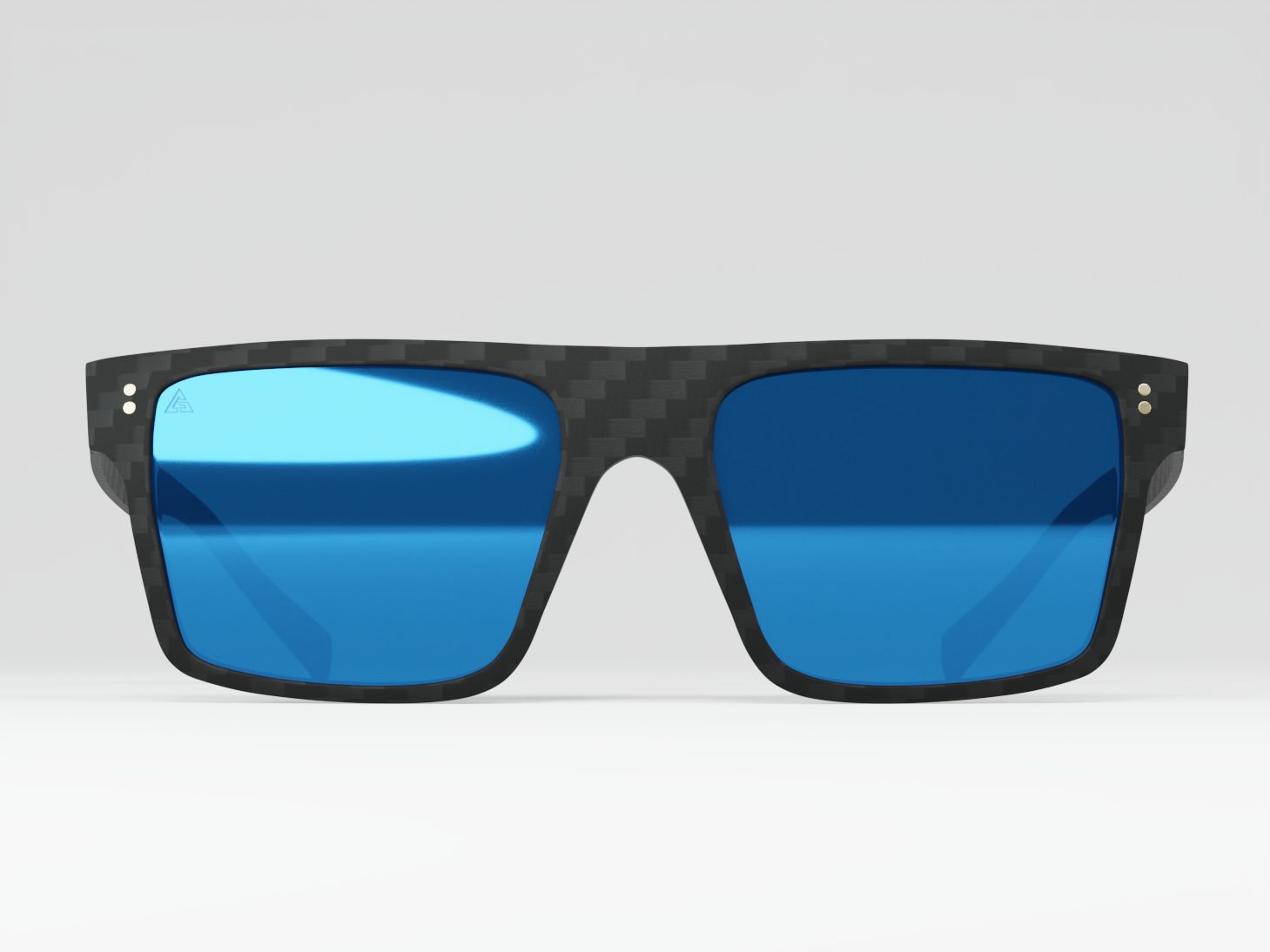 Gafas de sol Square Blue Mirror. Fibra de carbono, cristales polarizados, filtro UV-400.