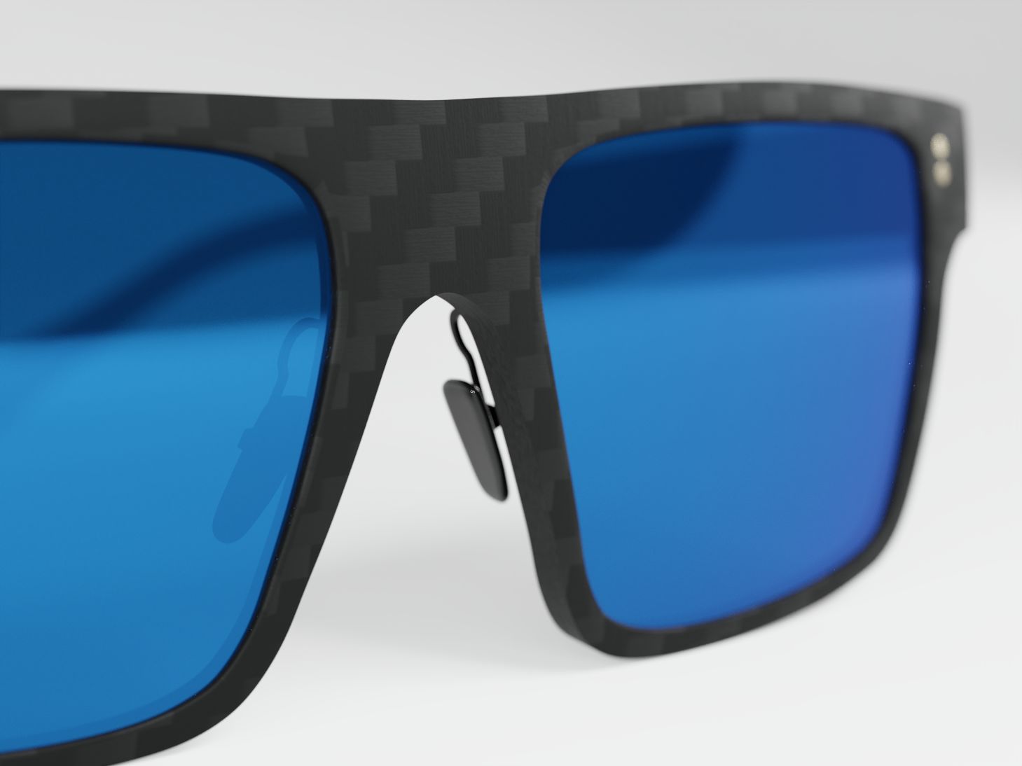 Gafas de sol Square Blue Mirror. Fibra de carbono, cristales polarizados, filtro UV-400.