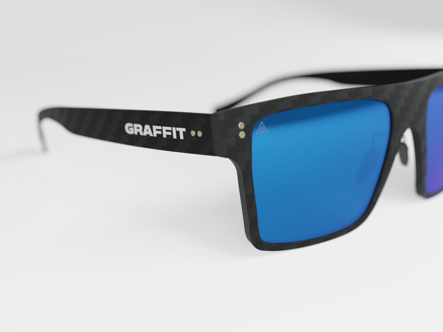 Gafas de sol Square Blue Mirror. Fibra de carbono, cristales polarizados, filtro UV-400.