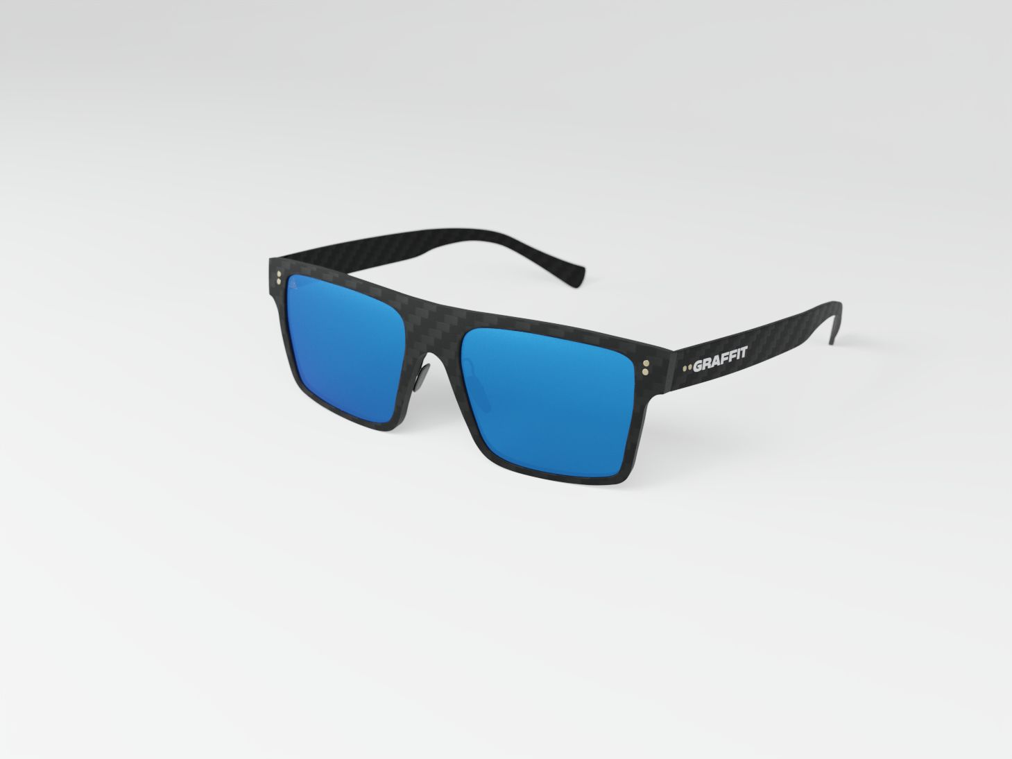 Gafas de sol Square Blue Mirror. Fibra de carbono, cristales polarizados, filtro UV-400.