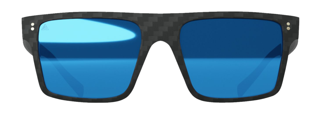 Gafas de sol Square Blue Mirror. Fibra de carbono, cristales polarizados, filtro UV-400.
